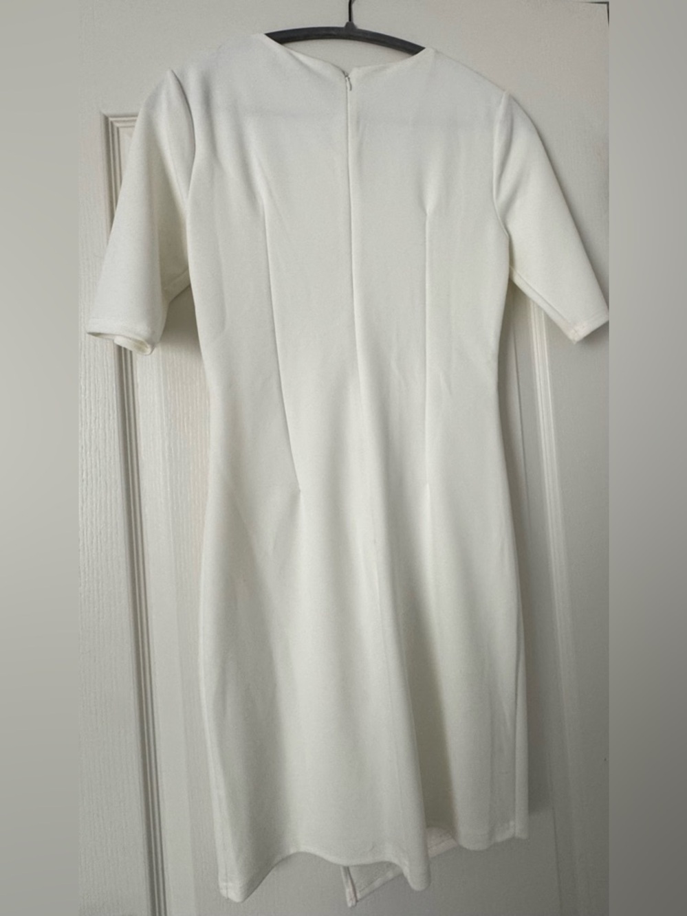 Lulu's Ivory Short-Sleeve Draped Sheath Mini Dress - Like New Worn x1 - Picture 2 of 8